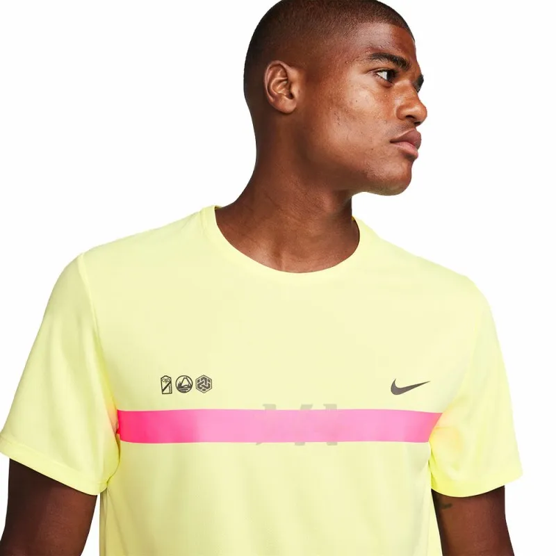 Nike Maglia Running Mm Miler Hakone Lime Rosa Uomo