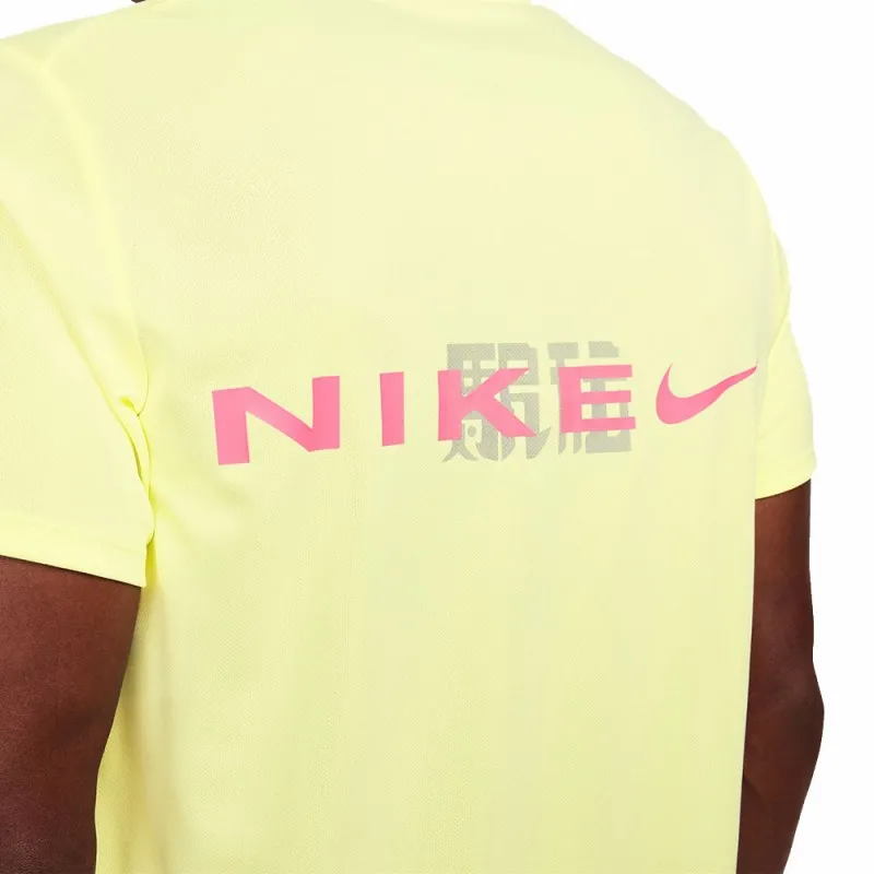 Nike Maglia Running Mm Miler Hakone Lime Rosa Uomo