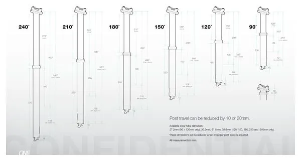 OneUp Dropper Post V3 Reggisella Telescopico Passaggio Interno 90 mm Nero (Senza Controllo)