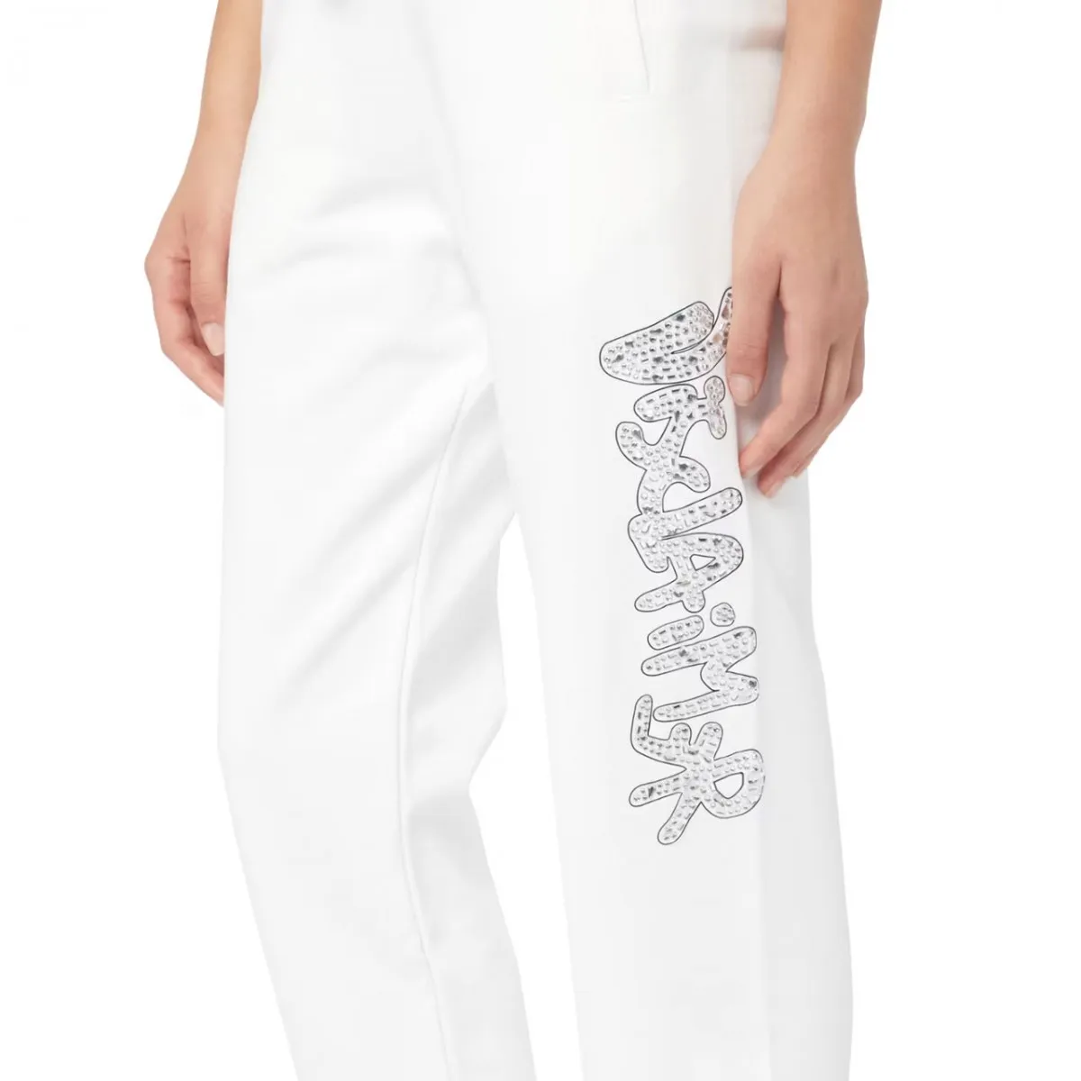 Pantalone In Felpa Logo Strass