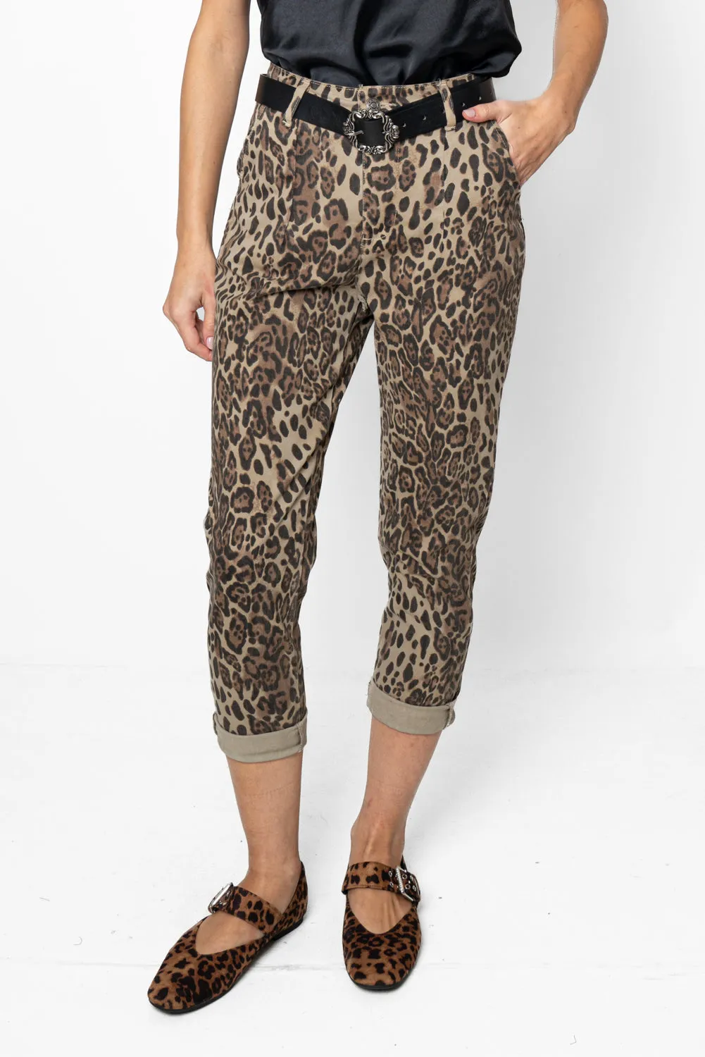 Pantalone leopardato con cintura