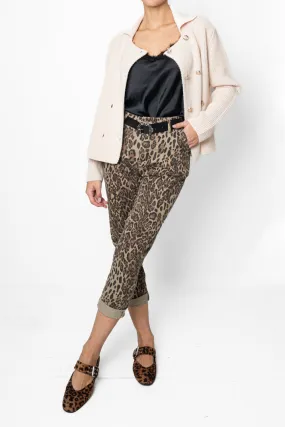 Pantalone leopardato con cintura