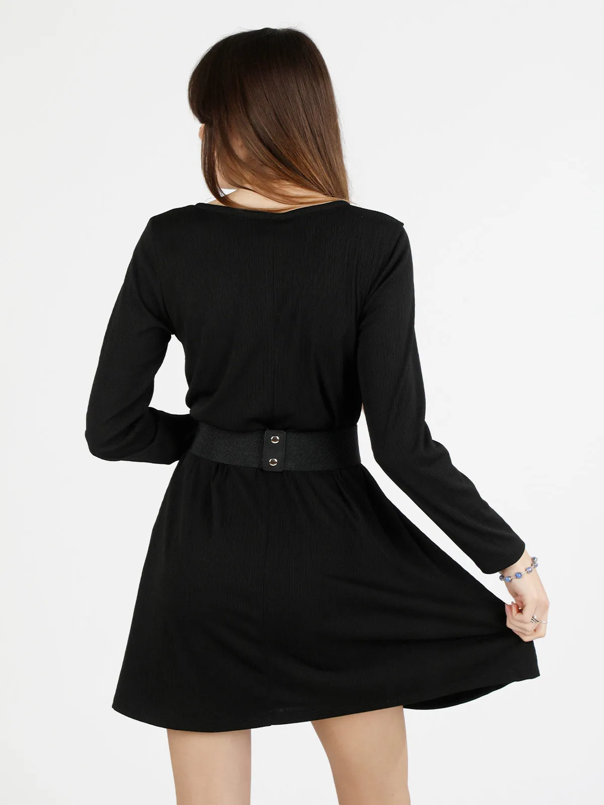Pink Black Robe à manches longues pour femme