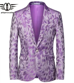 Plyesxale Blazer floreale viola blu lavanda blu rosa per uomo Blazer da uomo slim fit Blazer casual 56xl Big Siz