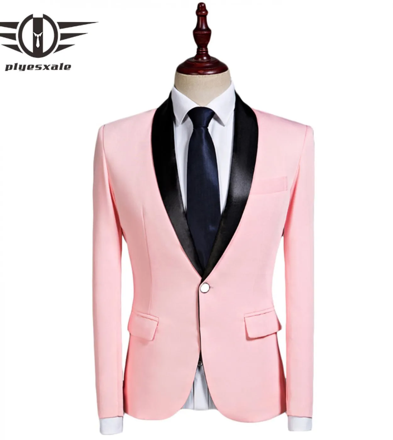 Plyesxale Blazer rosa slim fit da uomo Blazer da uomo di lusso Giacca da abito casual Prom Stage Party Wedding Blazer Abbigliame