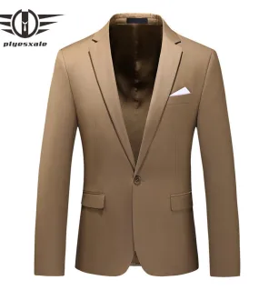 Plyesxale Slim Fit Mens Khaki Blazer Suit Jacket Plus Size Blazer formale da uomo Blazer casual da uomo alla moda