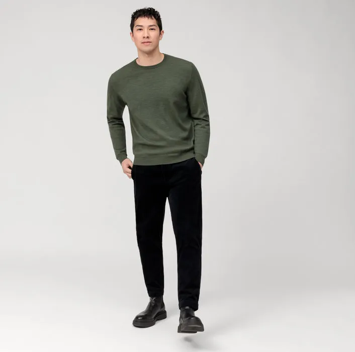 Round neck olymp green wool merino regular fit