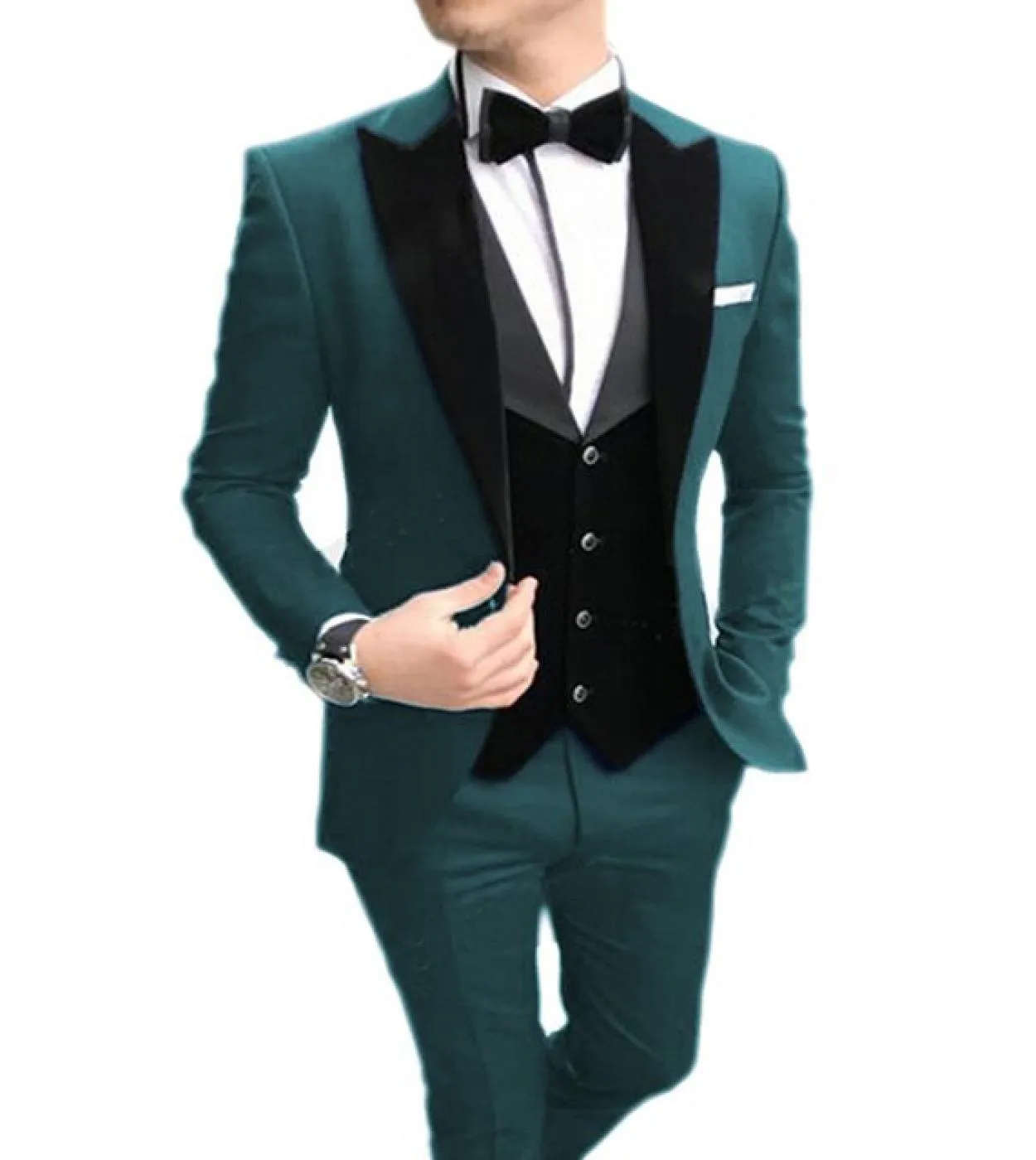 Smoking da sposo da sposo Business Slim Fit Groomsmen Blazer per matrimonio Risvolto a punta 3 pezzi blazer  gilet  pantaloni
