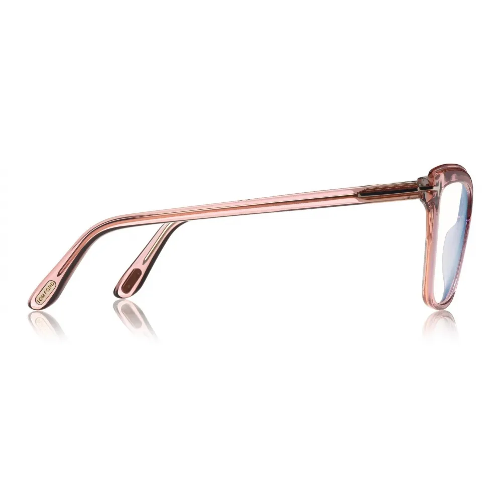 Tom Ford - Blue Block Soft Square - Occhiali da Vista Quadrati - Rosa Bianco Ghiaccio - FT5619-B -Tom Ford Eyewear