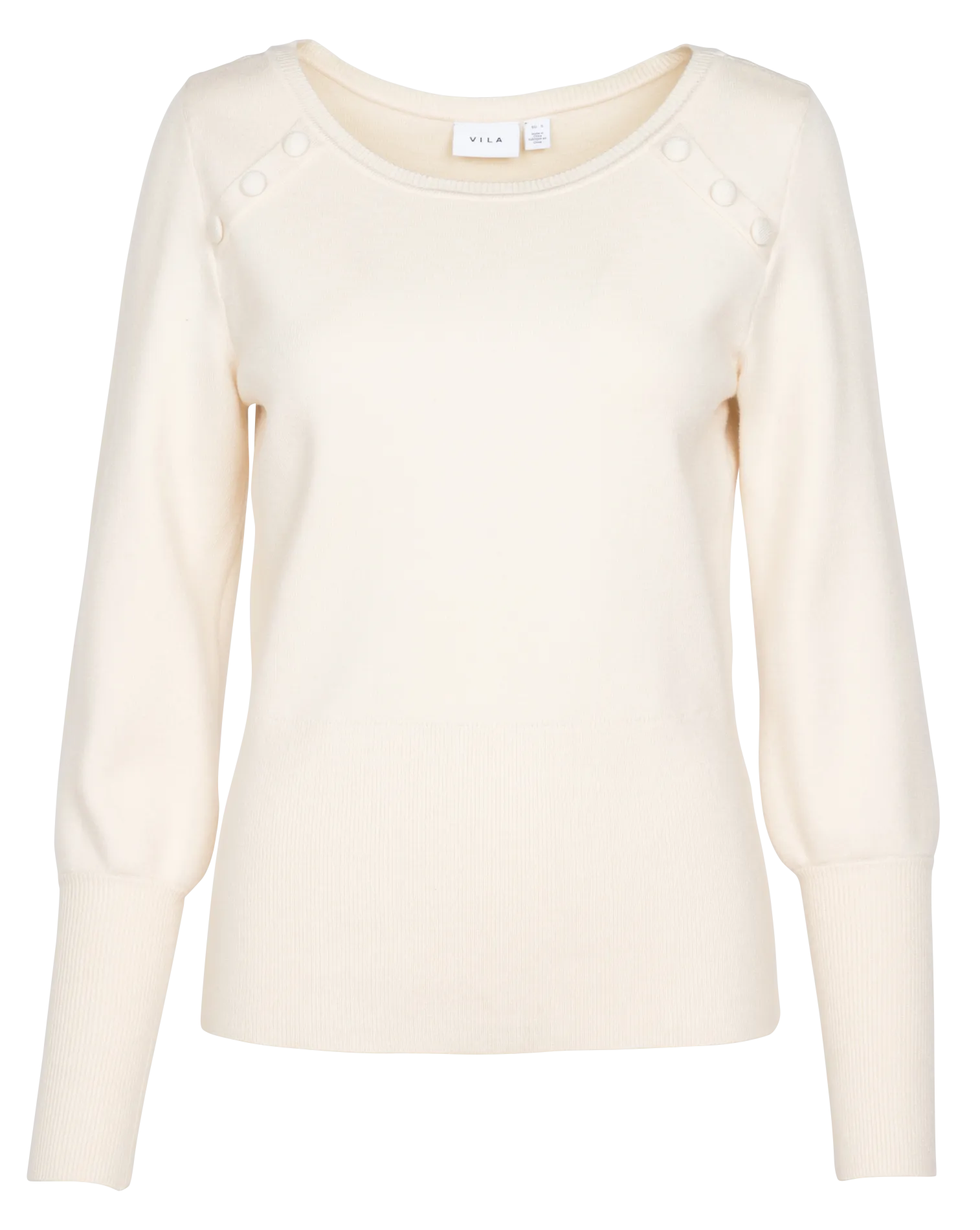  VILA   CASSIE - Maglione con collo a barchetta in filato misto | Beige